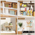 Criusia 2 Large and 2 Small Pantry Organizers and Storage with Bamboo Lids, Stackable Clear Bins for Onion, Potato, Fruit, Vegetables, Trash Bag Dispenser, Kitchen and Under Sink Organizer