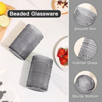 JOVGANK Grey Vintage Hobnail Drinking Glasses Set of 6, Embossed Water Tumbler 15oz, Kitchen & Bar Beaded Highball Glasses, Beverage Glass Cups for Water, Beer, Juice, Housewarming, Mother's Day Gift