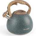 BELANKO 2.7 Quart Tea Kettle for Stovetops - Food Grade Stainless Steel Teapot with Loud Whistle, Cool-Touch Wood Pattern Handle, Rust-Resistant Whistling Kettle - Starry Green