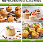 2 Packs 12 Cups Silicone Muffin Pan with Metal Reinforced Frame Regular Size Cupcake Pan Tray Egg Bites Silicone Circle Cookie Molds Muffin Tin Tart Pans Baking Sheet Set for Breakfast Sandwiches