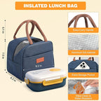 Lunch Bento Box Set - 3 Compartment Containers for Kids and Adults,lunch box for women with Thermo Lunch Bag, Leak-Proof and BPA-Free - Built-in Utensil Set,Sauce - Dishwasher Safe-Blue