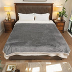 Electric Heated Blanket Throw - 50"x60", Soft Flannel Heating Blanket, 4 Heating Levels, 3H Auto Shut Off, Breathable Warm and Washable for Sofa, Light Grey