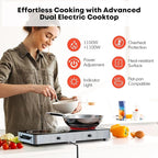 Electric Cooktop, Dual 2200 Watts Infrared Burner, 2 Burner Electric Hot Plate for Cooking, Knob Control Countertop & Built-in Ceramic Cooktop, Overheat Protection Burner for Dorm, Kitchen
