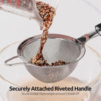 18/8 Stainless Steel Mesh Strainer: U-Taste 3.9 Inch Kitchen Fine Mesh Sieve Food Colander with Riveted Sturdy Silicone Handle and 30 Mesh Hole for Straining Flour, Quinoa, Tea, Juice (Black)