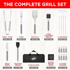 Kaluns Grilling Accessories, Mens Valentines Day Gifts for Him, Heavy Duty Stainless Steel Grill Set BBQ Grill Accessories for Outdoor Grill with Storage Case and Apron, Best Gifts for Men Dad