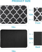 Dish Drying Mat for Kitchen Counter, 12"x19" Dish Drying Pad with Non-slip Rubber Backed, Hide Stain Anti Absorbent for Kitchen Counter, Drying Mat for Coffee Machine Dish Rack (Gray Trellis)
