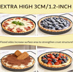 9 Inch Tart Pan with Removable Bottom, Quiche Pan Carbon Steel Heavy Duty Nonstick Pie Pan- Fluted Edges Loose Bottom, Extra Hgh 1.2-Inch Depth for Baking Fruit Tarts, Pies