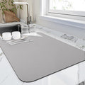 HotLive Dish Drying Mat for Kitchen Counter, Heat Resistant Drainer Mats with Non-slip Rubber Backed, Hide Stain Kitchen Super Absorbent Draining Mat, Easy to Clean Dish Rack Pad, Grey 16"x18"