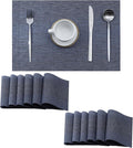 Leetaltree Denim Blue Placemats Set of 12 - Heat Resistant Non-Slip Place mats for Dining Table, Washable Durable PVC Vinyl Woven Table Mats（Denim Blue, 12）