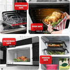 EATEX 7-Pack Glass Food Storage Containers with Lids Baking Pans Set, Glass Baking Dishes for Oven | 4 Casserole Dishes for Oven and 3 Glass Bread Pans for Bread Baking, Oven Microwave Freezer Safe