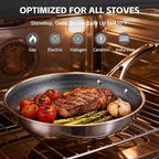 Ammeloo 17 Pcs Nonstick Stainless Steel Cookware Set, Hybrid Stainless Steel Pots and Pans Set Non Stick, Non Toxic Kitchen Cookware Sets, Dishwasher & Oven Safe, Induction & All Cooktop Compatible
