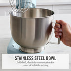 Martha Stewart Tilt-Head Stand Mixer, 12 Speed, 5.3QT Stainless Steel Bowl, Splash Guard with Pour Chute, Whisk, Dough Hook, Flat Beater, Electric Kitchen Baking Mixer, Bread, Cake, Whip, Sky Blue