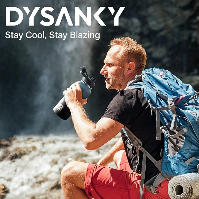 DYSANKY 32 oz Insulated Water Bottle | Thickened Stainless Steel Vacuum Metal | Portable Sports Water Jug for Gym and Hiking with Straw, Carrier Bag, Handle Strap | BPA-Free 32 oz