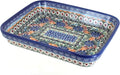 Blue Rose Polish Pottery - Orange Ashley Small Rectangular Baker - 10.25" x 8" - Unique, Dishwasher Safe, & Durable Bakeware