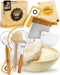 CRUSTLOVE Sourdough Kit inkl. 7 different Bread Making Tools like a 9 inches Sour dough Banneton Bread Proofing Basket - Bread Making Kit, Banneton-Basket, Sourdough-Starter-Kit-Supplies, Baking-Kit
