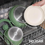 BECIGAR 8PCS Ceramic Cookware,Nonstick Ceramic Pan, Removable Handle Pots and Pans Set, Stackable Set, Nonstick Pan Pots and Pans Set Non Stick pot (Green)