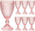 Colored Vintage Wine Glasses Set of 6 – 10.5 Ounces Colored Glass Water Goblets, drinking glasses for Mothers Day, Wedding, Holiday, or Fancy Glassware for everyday