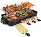 Pukomc Electric Indoor Grill,2 in 1 Indoor Grills for Kitchen with Grill Net & Non-Stick Cooking Removable Plate, Temperature Control, Dishwasher Safe, 1800W Large Smokeless Griddle Black