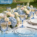 Plastic Wine Glasses, Plastic Goblets Vintage Style Cordial Unbreakable Drinking Glasses,Reusable Drinkware for Wedding Reception, Grand Event Party Supplies(12, Blue)