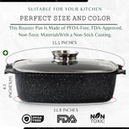 Moss & Stone 6 Quart Oval Roaster Pot with Lid, 12"x8.3" Die Cast Aluminum Chicken Roaster, Induction, Gas & Ceramic Cooktop Compatible, Hard Anodized Nonstick Roasting Pan With Lid, Oven Safe