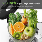 Cold Press Juicer – 5.8" Extra-Wide Feed Chute | Max Nutrient Retention | Slow Masticating Juicer for Whole Fruits & Vegetables