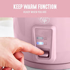 GreenLife Rice Cooker with Removable PFAS-Free Ceramic Nonstick Pot, 3-Cups Uncooked/6-Cups Cooked, Grains & Oatmeal Multicooker, Compact One-Switch Design, Auto Keep Warm, Easy Clean, Pink