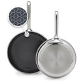 GreenPan Spectra 10" & 12" Frying Pan Skillet, Hybrid Tri-Ply Stainless Steel, PFAS-Free Ceramic Nonstick Textured Cooking Surface, Induction Cookware, Diswasher Safe, Oven & Broiler Temp to 850˚F