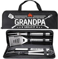 Grandpa Gifts from Grandkids, Gifts for Grandpa Christmas, Grilling Accessories, Heavy Duty Stainless Steel Grill Set BBQ Grill Tools for Outdoor Grill with Aluminum Case, Camping Grill Utensils Set