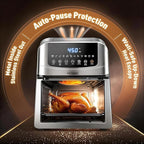 Stainless Steel Air Fryer Ceramic 12 in 1, Dual-Blazes in Steel Housing, 6QT 2-3 Servings Visible 8.27" Basket with Teflon-Free Premium Coating, 1700W, DAYBEST Dishwasher Safe Kits (Silver)