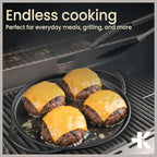 Bakken Cast Iron Pizza Pan 14 Inch, Naturally Pre-Seasoned Nonstick Baking Pan, Heavy-Duty for Oven, Grill, Stovetop, or Campfire, Dual Handles, Heat Retention for Crispy Crust Results, Easy to Clean