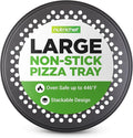 NutriChef 12.8 Inch Nonstick Pizza Pan for Oven - Carbon Steel Pizza Baking Tray with Airflow Holes - Premium Bakeware for Fresh & Frozen Pizza, Dishwasher Safe - Gray