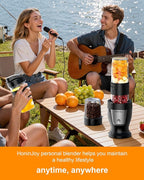 Smoothie Blender, 650W Personal Blenders for Shakes and Smoothies with Grinder Cup & 2 BPA-Free Portable Cups (20oz+14oz), Portable Blender for Juices, Smoothies Maker for Kitchen, Black