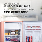 ICEBOX 2.5 Cu. Ft. Compact Refrigerator, ENERGY STAR Certified Small Refrigerator, Single Door Mini Fridge with Chiller Compartment, R600a Refrigerant, IBCR25BLS, Blush Red