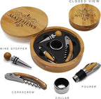 My Personal Memories Customized Bamboo Wood 4pc Wine Bottle Opener Tool Set - ROUND