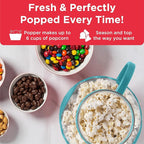 Ecolution Patented Micro-Pop Microwave Popcorn Popper with Temperature Safe Glass,3-in-1 Lid Measures Kernels and Melts Butter,Made Without BPA,Dishwasher Safe,1.5-Quart,Teal,(Pack of 4)