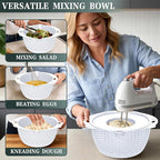 4-1 Colander with Bowl Set - Rotatable Colander for Kitchen(Patented) - Strainers and Colanders - Pasta Strainer with New Upgraded Graters for Fruit Veggie Fun Kitchen Presents - White