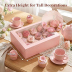 VGOODALL 12 Count Cupcake Boxes, 6PCS 13.2x9.8x4Inches Pink Cupcake Container with Window Boxes Holding 72 Pastry Box for Birthday Holiday Party Bakery Supplies