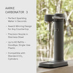 Aarke Carbonator lll, Sparkling & Carbonation Water Machine, Stainless Steel with PET BPA-Free Reusable Bottle Volume 1L/34 fl oz (Matte Grey)