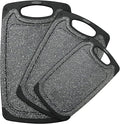 Plastic Cutting Board, 3 Pieces Dishwasher Safe Cutting Boards with Juice Grooves, Easy Grip Handle, Non-Slip, with Grinding Area for Grinding Garlic and Ginger（Dark Grey, XL）