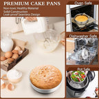 P&P CHEF 6 Inch Round Cake Pan Set of 3, Stainless Steel Round Baking Layer Pans Bakeware for Layer Birthday Cake, Fit Oven/Pots/Pressure Cooker, Leakproof & Dishwasher Safe, Silver