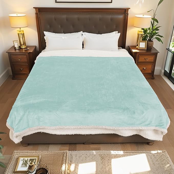 Electric Heated Blanket Full Size - 72"x84", Soft Flannel Heating Blanket, 10 Heating Levels, 1-12 H Auto Shut Off, Breathable Warm and Washable for Bed, Light Green