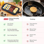Dash Deluxe Everyday Griddle - Electric Griddle with Removable Plate - Nonstick, Easy-Clean Surface & Anti-Slip Base - Recipe Book Included - Navy