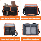 Large Grill Caddy with Paper Towel Holder - BBQ Caddy Organizer for Utensil, Condiment - Easy Carry Picnic Caddy - Griddle Caddy for Camping, Travel, RV - 600D Waterproof Oxford Fabric