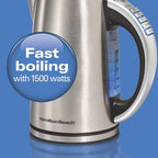 Hamilton Beach 1.7 Liter Temperature Control Electric Kettle, Water Boiler & Heater, Fast Boiling 1500 Watts, BPA Free, Cordless, Auto-Shutoff and Boil-Dry Protection, Stainless Steel (41020R)