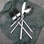 Alata Cube 20-Piece Forged Silverware Set Stainless Steel Flatware Set,Service for 4,Matte Satin Polished Cutlery Set,Dishwasher Safe