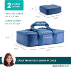 Rachael Ray Lugger Duo, Insulated Casserole Carrier for Hot or Cold Food, Thermal Lasanga Lugger Tote for Potluck, Parties, Picnic, and Cookouts, Fits 9" x 13" Baking Dish, Navy Gingham