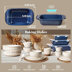 Artena Baking Dish 2.3 Quarts, Casserole Dishes For Oven, Baking Pan With Handles, Lasagna Pan Deep, Large Casserole Dish, Rectangular Ceramic Bakeware, Blue (Only Baking Dish)