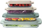 COOK WITH COLOR 8-Piece Deep Glass Baking Dish Set with Plastic Lids – Casserole and Food Storage Containers for Lasagna, Leftovers – Freezer-to-Oven, Microwave & Dishwasher Safe, Mint