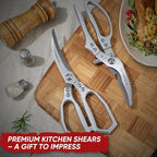 TIVOLI Kitchen Scissors Set Silver,Japanese Stainless Steel Kitchen Shears for Food, Heavy Duty Poultry Shears,Meat Scissors for Chicken Bones,Korean BBQ and Turkey,Ideal Gift