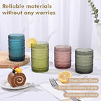 ZMOWIPDL Vintage Hobnail Drinking Glasses Set of 8,Colored 12 oz & 15oz Highball Glass Cups, Kitchen Drinkware Glassware,Embossed Water Tumbler,for Beer,Cocktail,Whiskey,Juice and Various Mixed Drinks